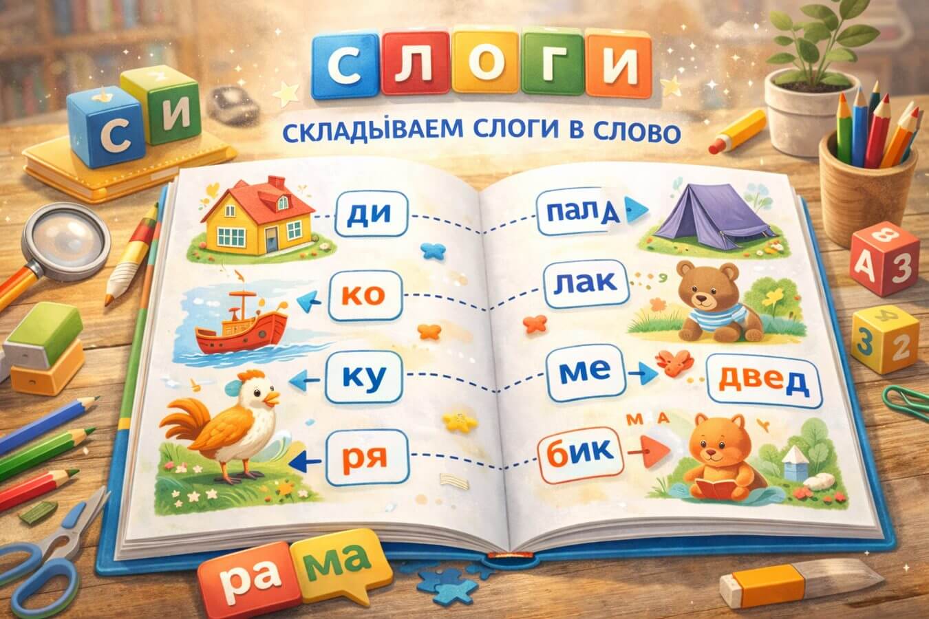 Упражнение: складываем слоги в слова